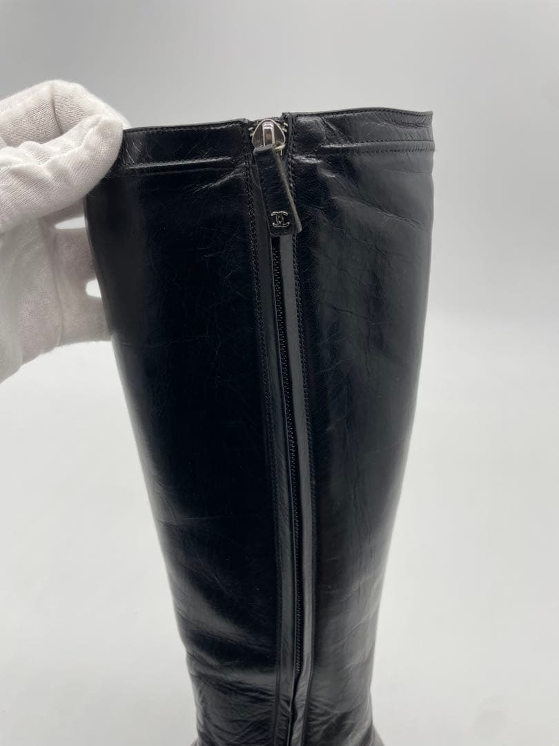 シャネル CHANEL ココマーク ロングブーツ ポインテッドトゥ 37 1/2