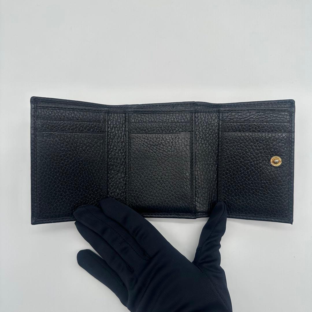 GUCCI グッチ 三つ折り財布 マーモント 474746 レザー ブラック