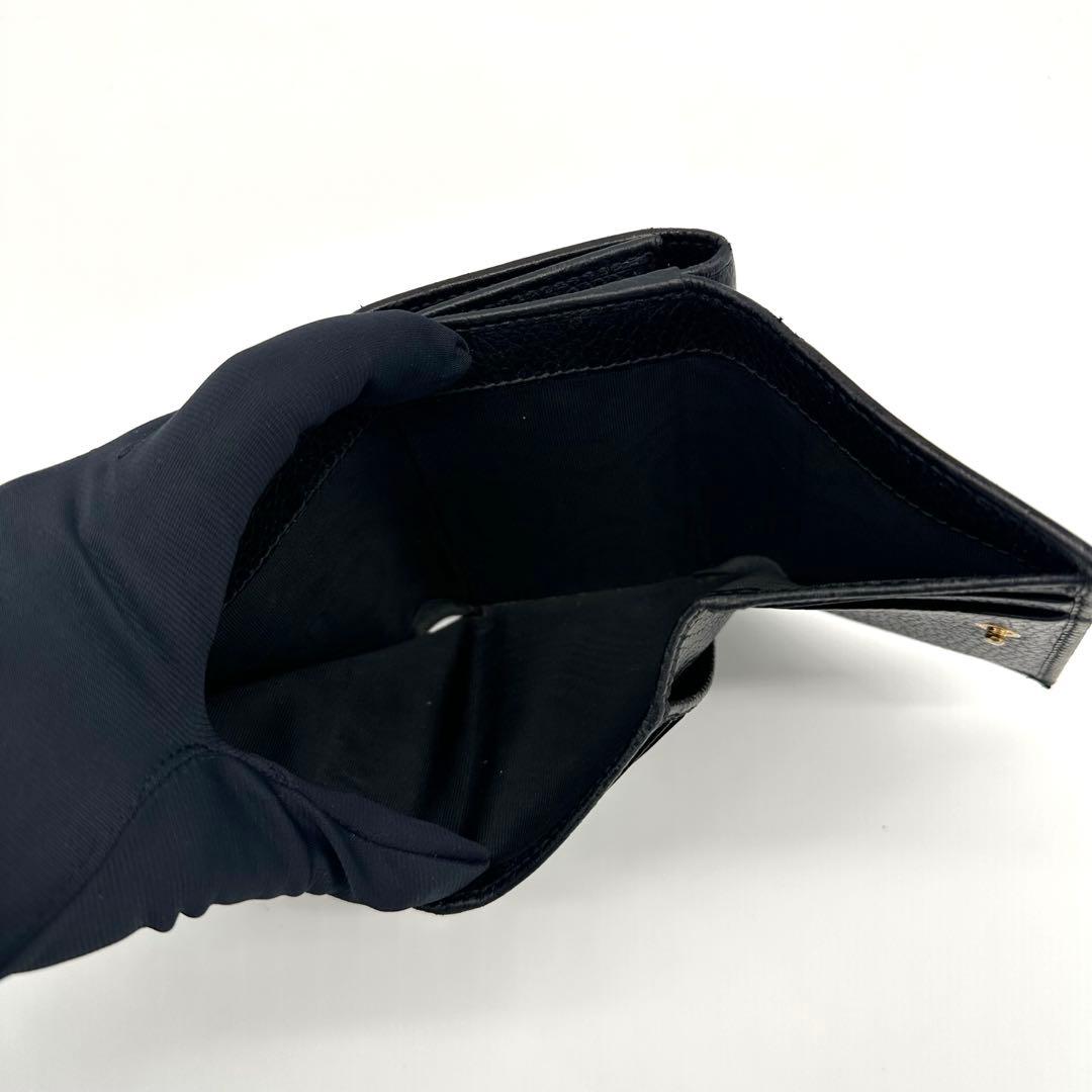 GUCCI グッチ 三つ折り財布 マーモント 474746 レザー ブラック