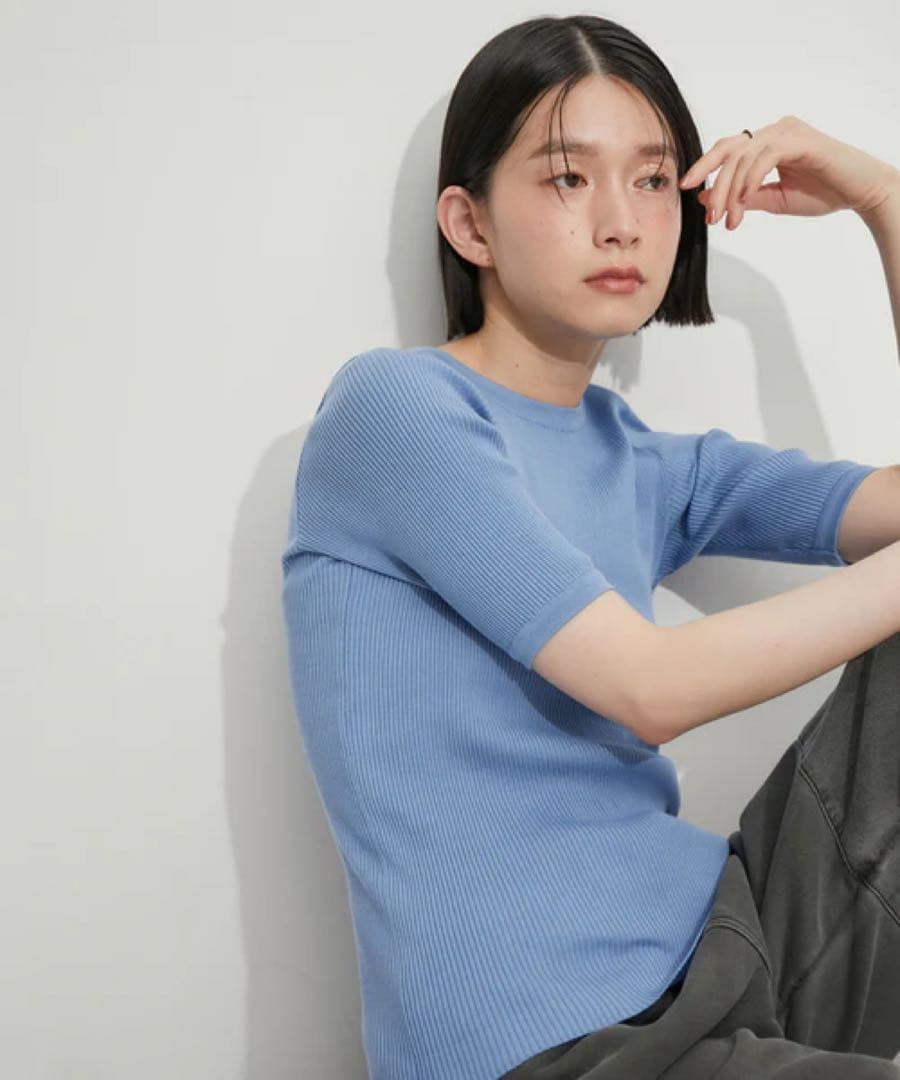 【AURALEE】GIZA ハイゲージ リブ KNIT TEE / WHITE
