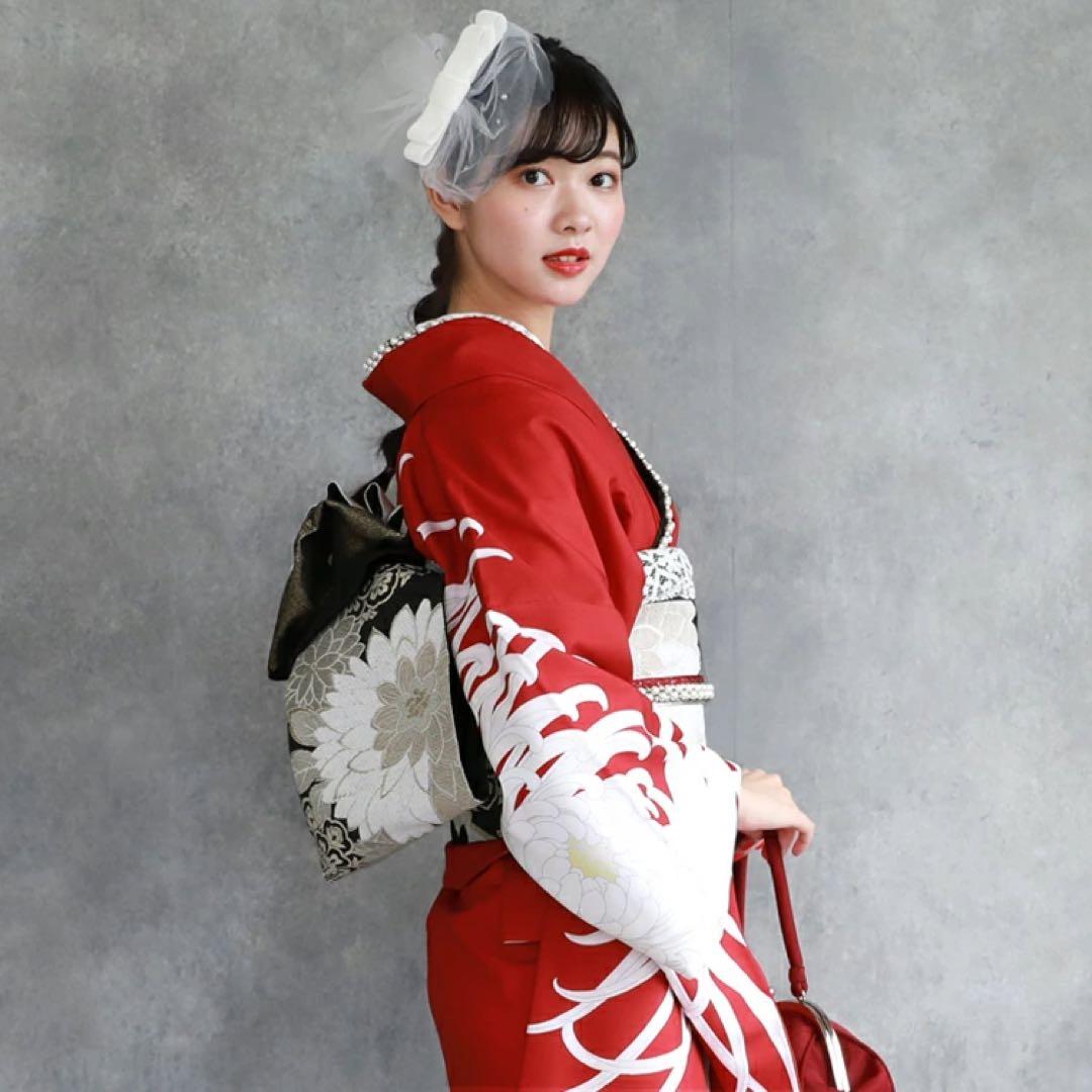 新品 振袖単品 赤地に華やか乱菊