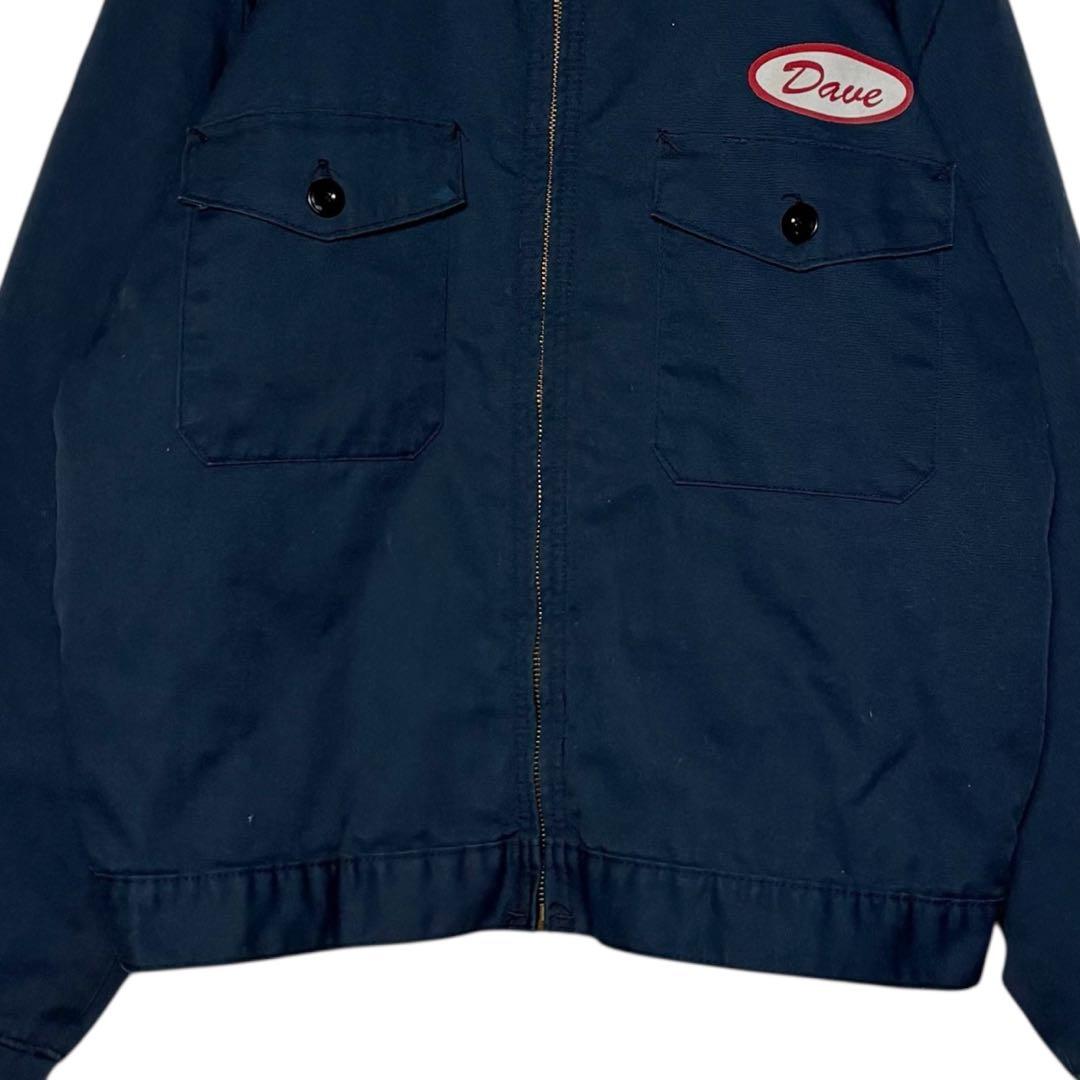 90sヴィンテージUSA古着 ワークジャケット 紺色L 短丈ブルゾン ジャンパー