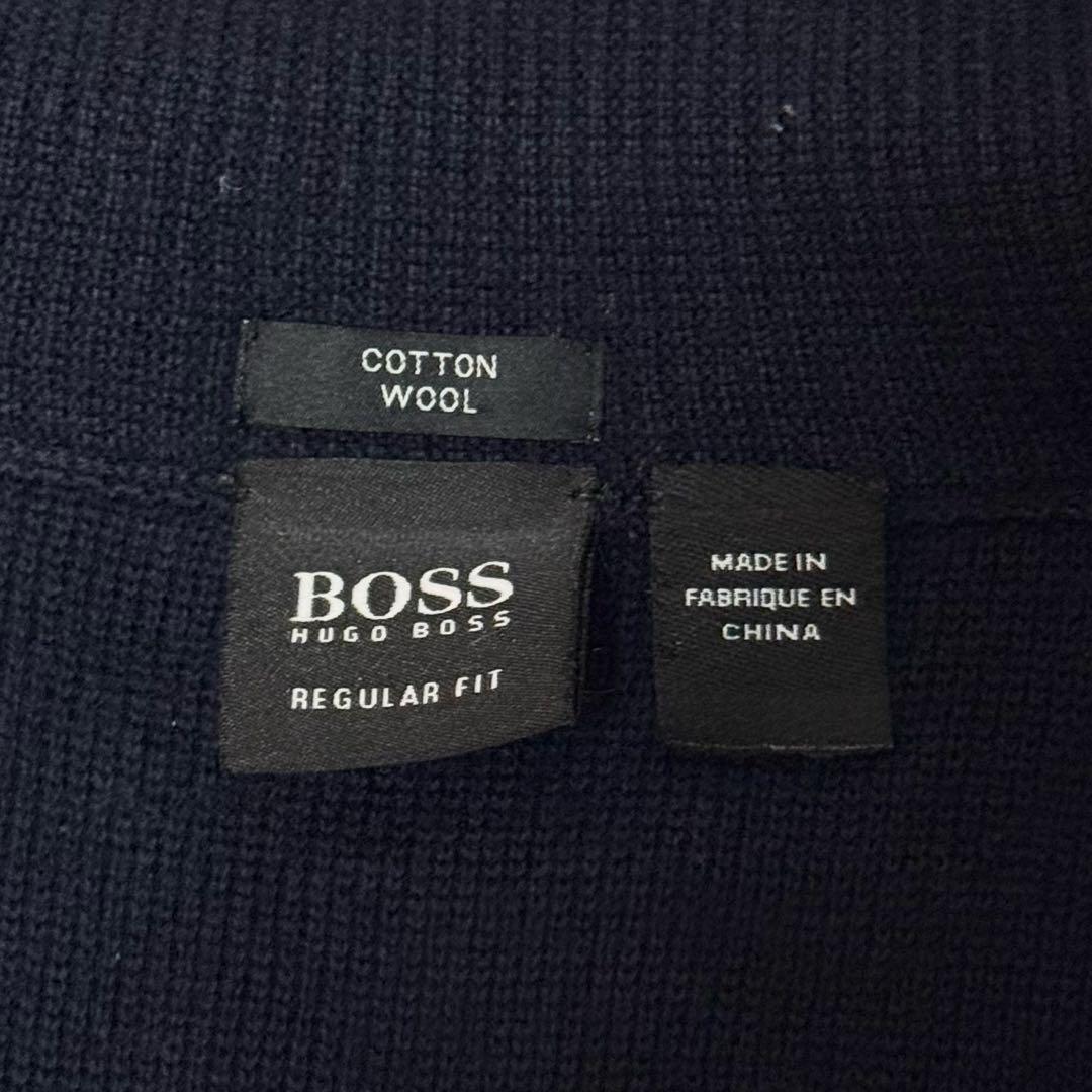 HUGO BOSS キルティング 切替ニットブルゾン ネイビー ウール ジップ
