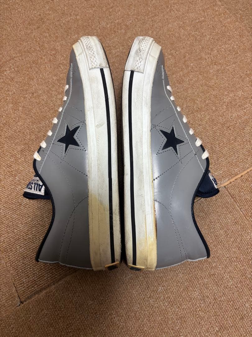 日本製 コンバース ワンスター レザー j OX グレーxネイビー 限定