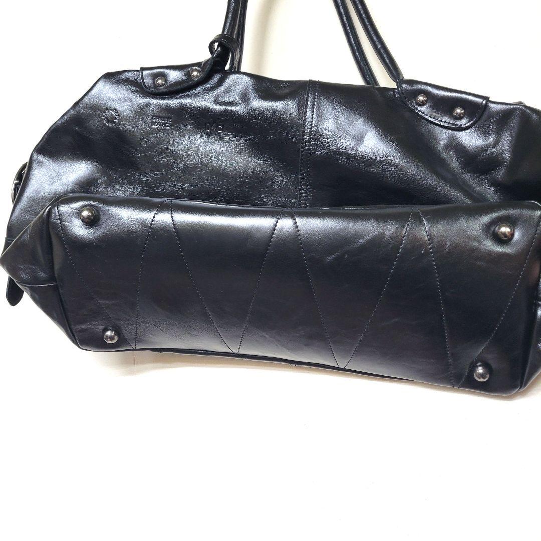nano universe BARK TANNAGE レザー ボストンバッグ 黒