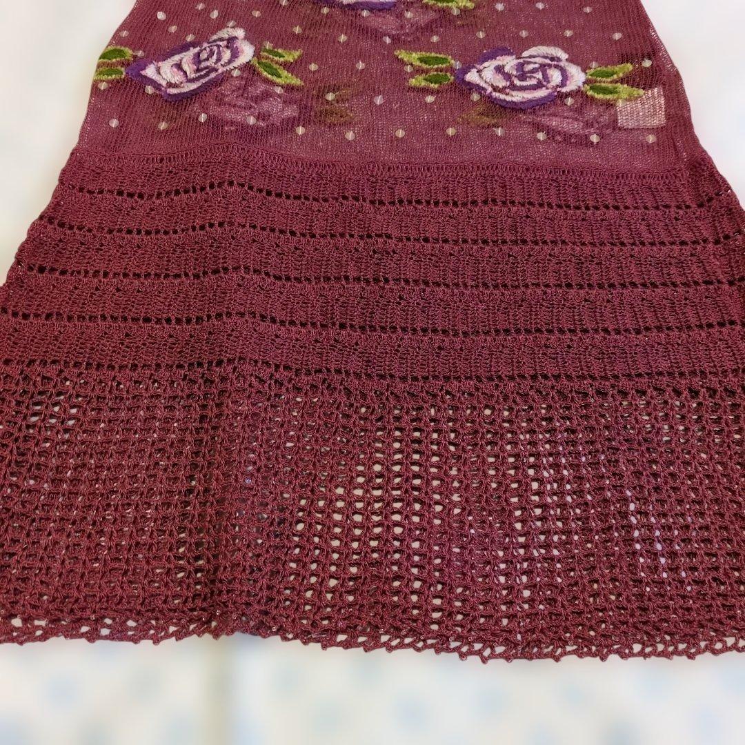 オゾンコミュニティ バラの刺繍とスパンコールの キャミワンピースとカーディガン