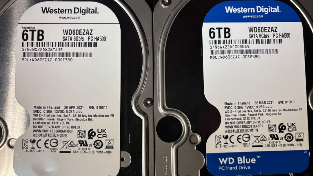 WD 6TB HDD WD60EZAZ 5台セット 3.5 NAS Chia