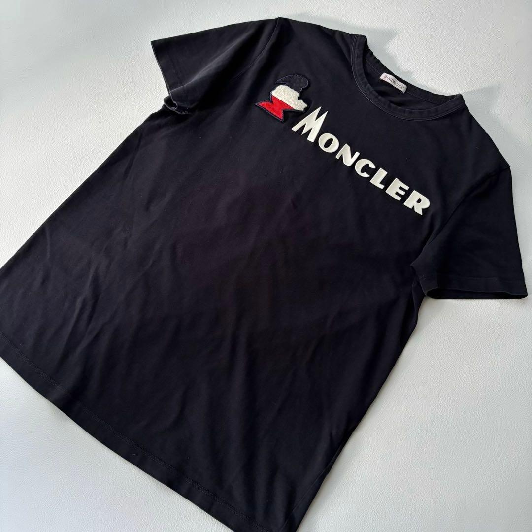 MONCLER モンクレール 半袖Tシャツ フロント シリコンロゴ ブラック M