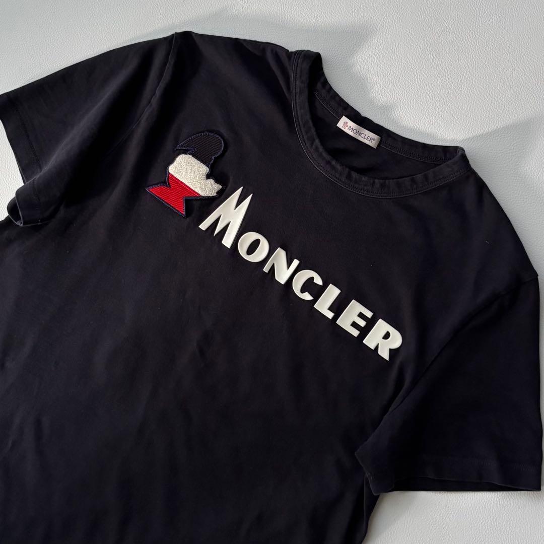 MONCLER モンクレール 半袖Tシャツ フロント シリコンロゴ ブラック M