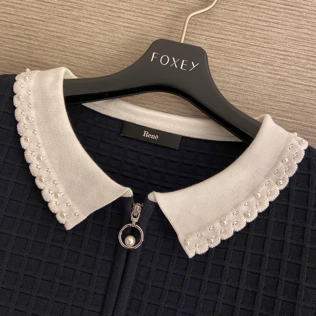 ♡極美品♡ Rene 白衿 Wジップ カーディガン 36 ブラック