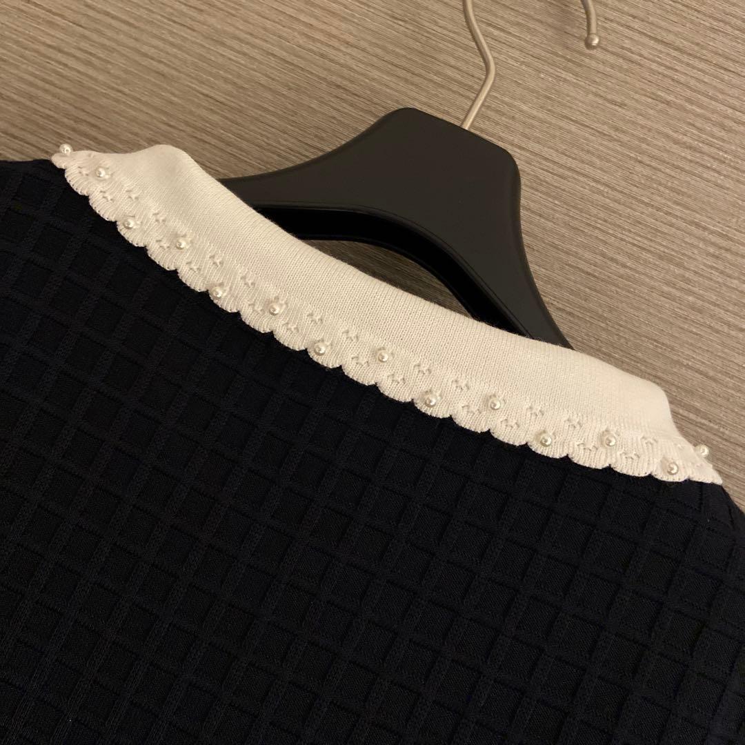 ♡極美品♡ Rene 白衿 Wジップ カーディガン 36 ブラック