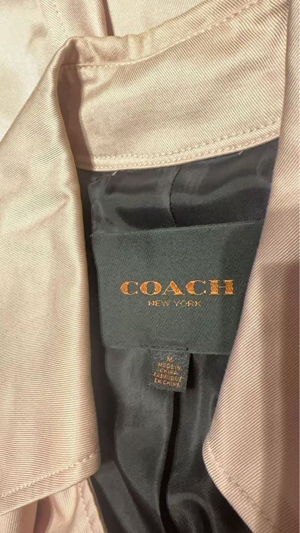 専用COACH ピンク トレンチコート ベルト付き