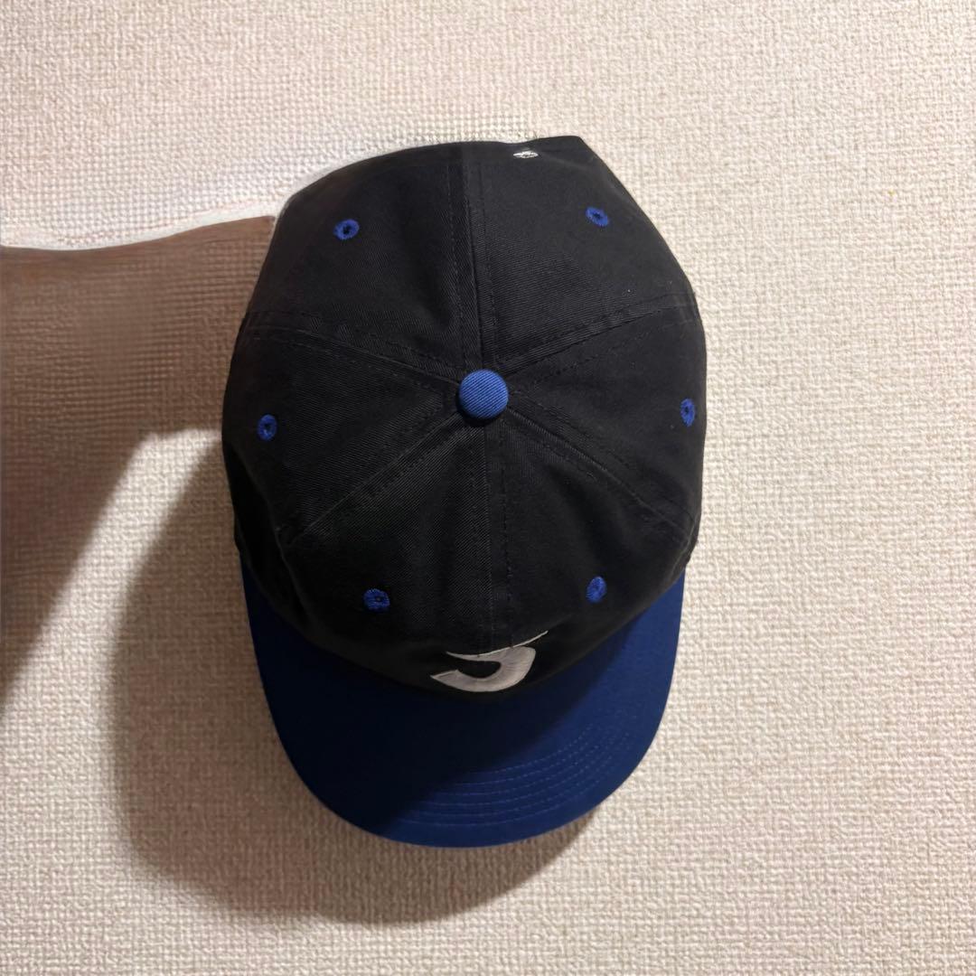 SUPREME 刺繍Sロゴ キャップ 黒/青