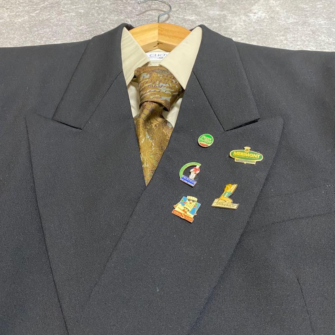 【vintage】セットアップ ダブルスーツ 成人式 ピンズ　ネクタイ