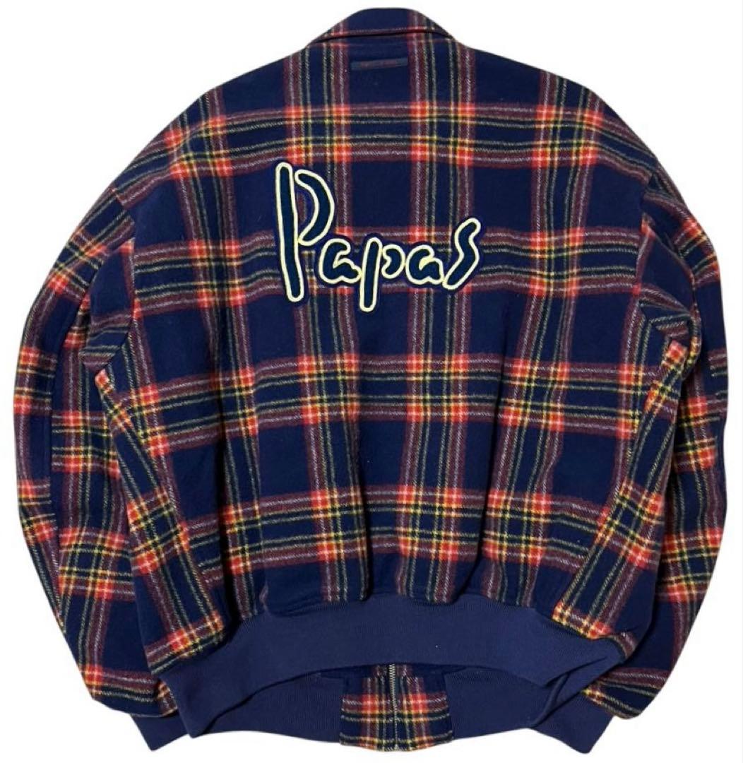 希少 Papas vintage チェックウールブルゾン ボンバージャケット
