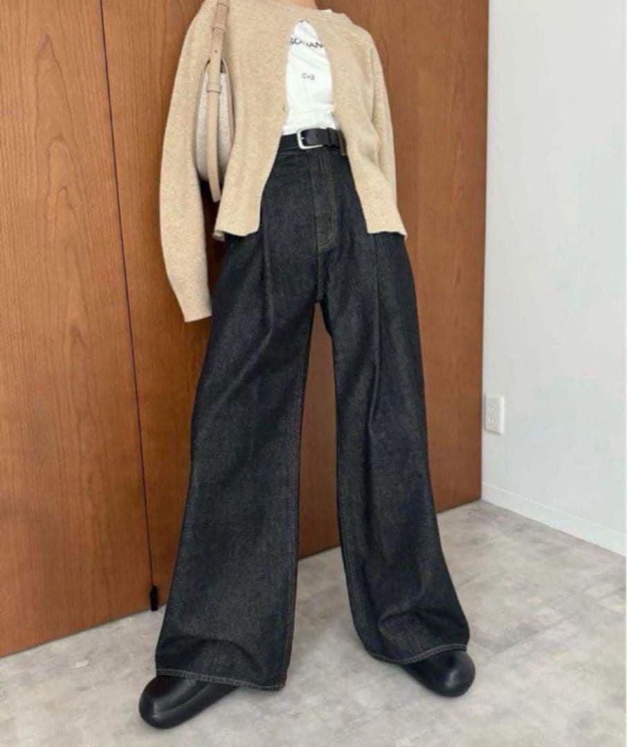 パンツ Suzu Hirose CLANE TUCK WIDE DENIM PANTS
