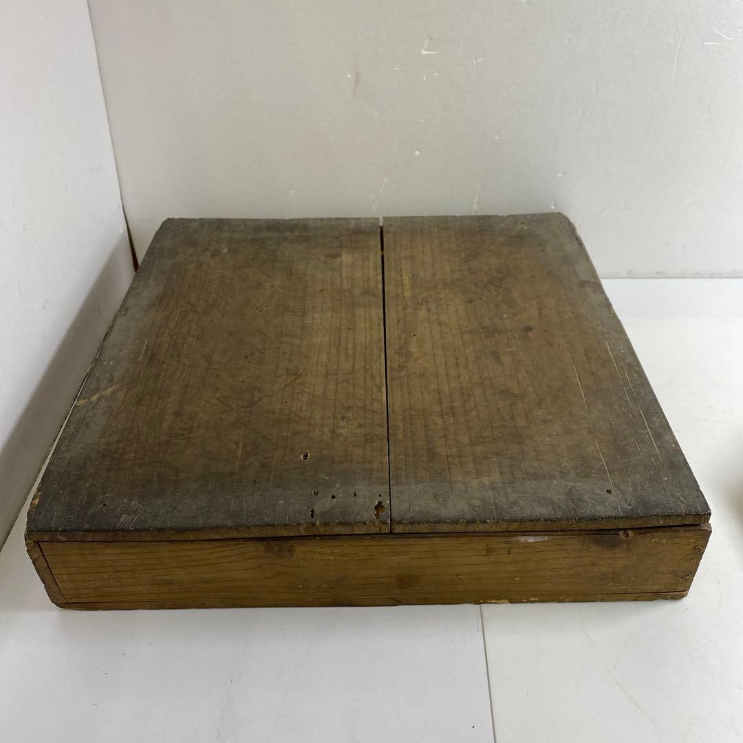 古伊万里　染錦赤絵角皿　木箱付　幅約29.5㎝　東Y7-0404③タコサ