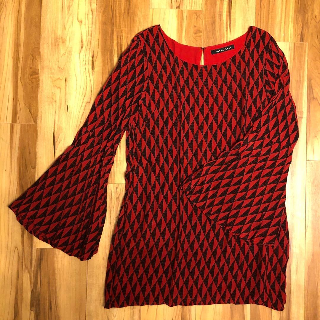 MANAOLA 2点セット⭐︎ブルーグレーオフショルトップスと赤のミニワンピ。