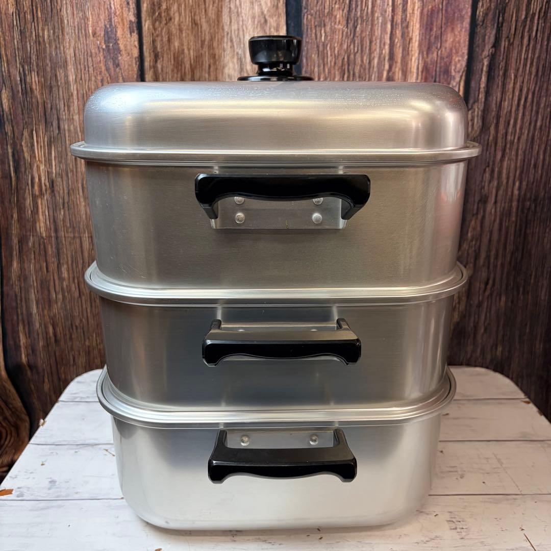 AKAO アカオ 角型蒸器 30cm 二重 三段 調理器具 業務用