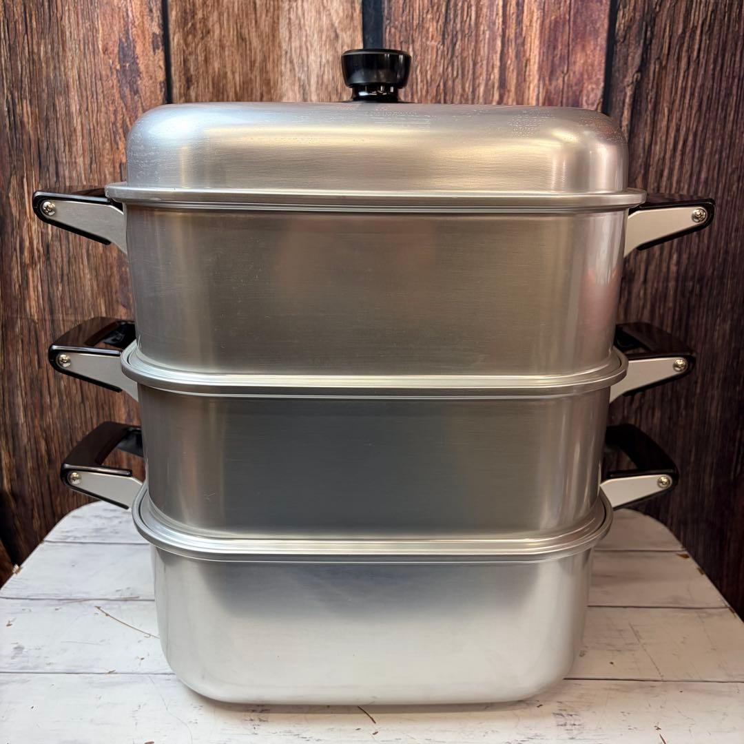 AKAO アカオ 角型蒸器 30cm 二重 三段 調理器具 業務用