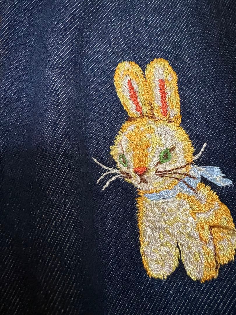 ⭐️yukiemon トランポリン刺繍　デニムロングスカート美品