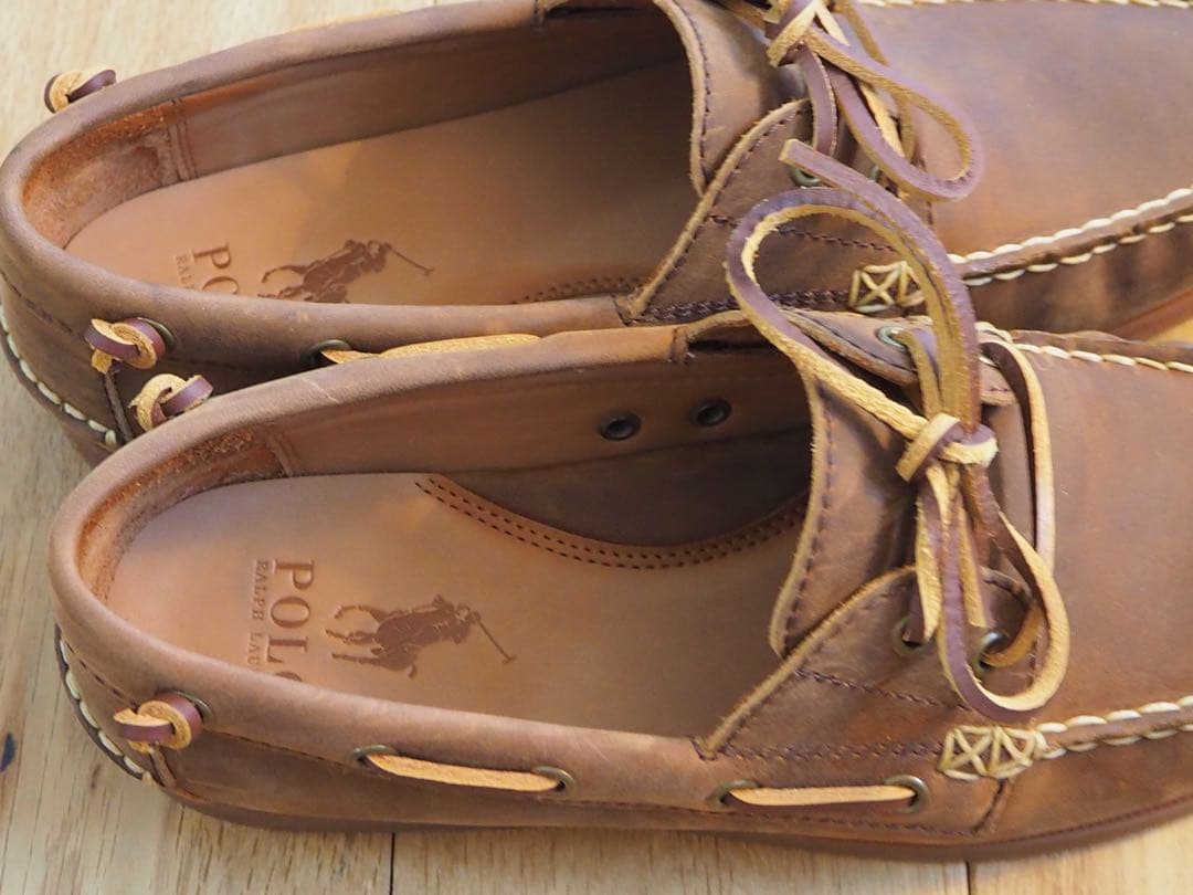 【試着のみ】ラルフローレン 9.5 現行モデル レザー デッキシューズ ブラウン