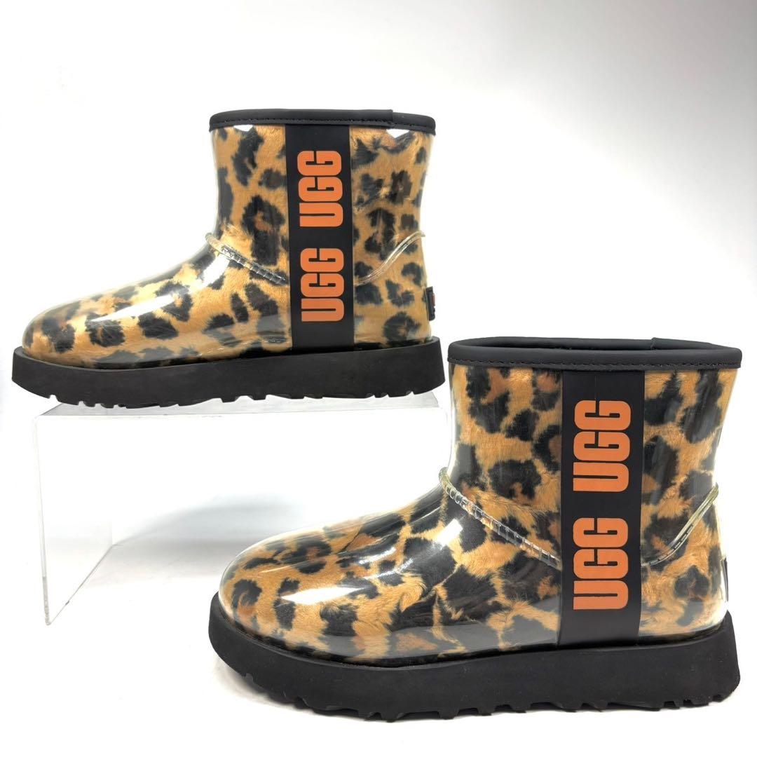 UGG アグ　レインブーツ　レオパード　ヒョウ柄　ムートン　22