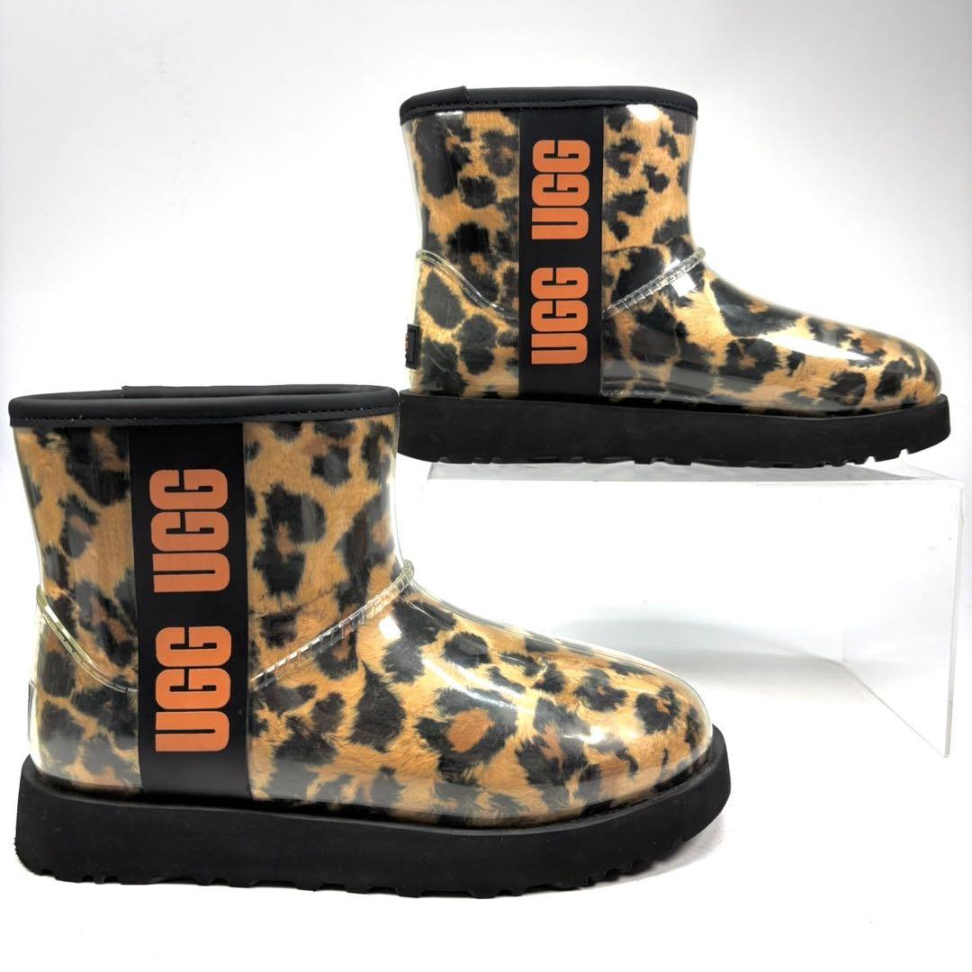 UGG アグ　レインブーツ　レオパード　ヒョウ柄　ムートン　22