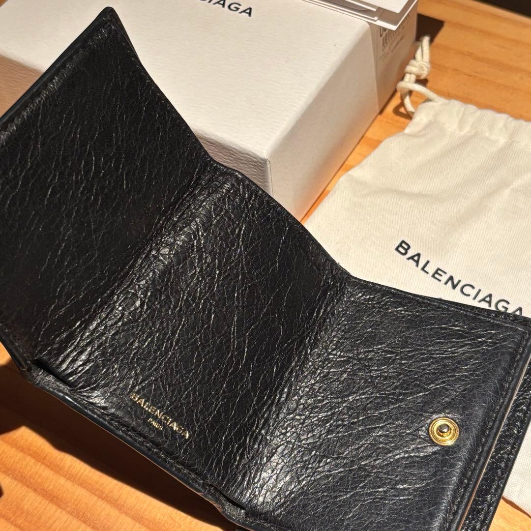 BALENCIAGA ブラックレザー三つ折り財布 バレンシアガ
