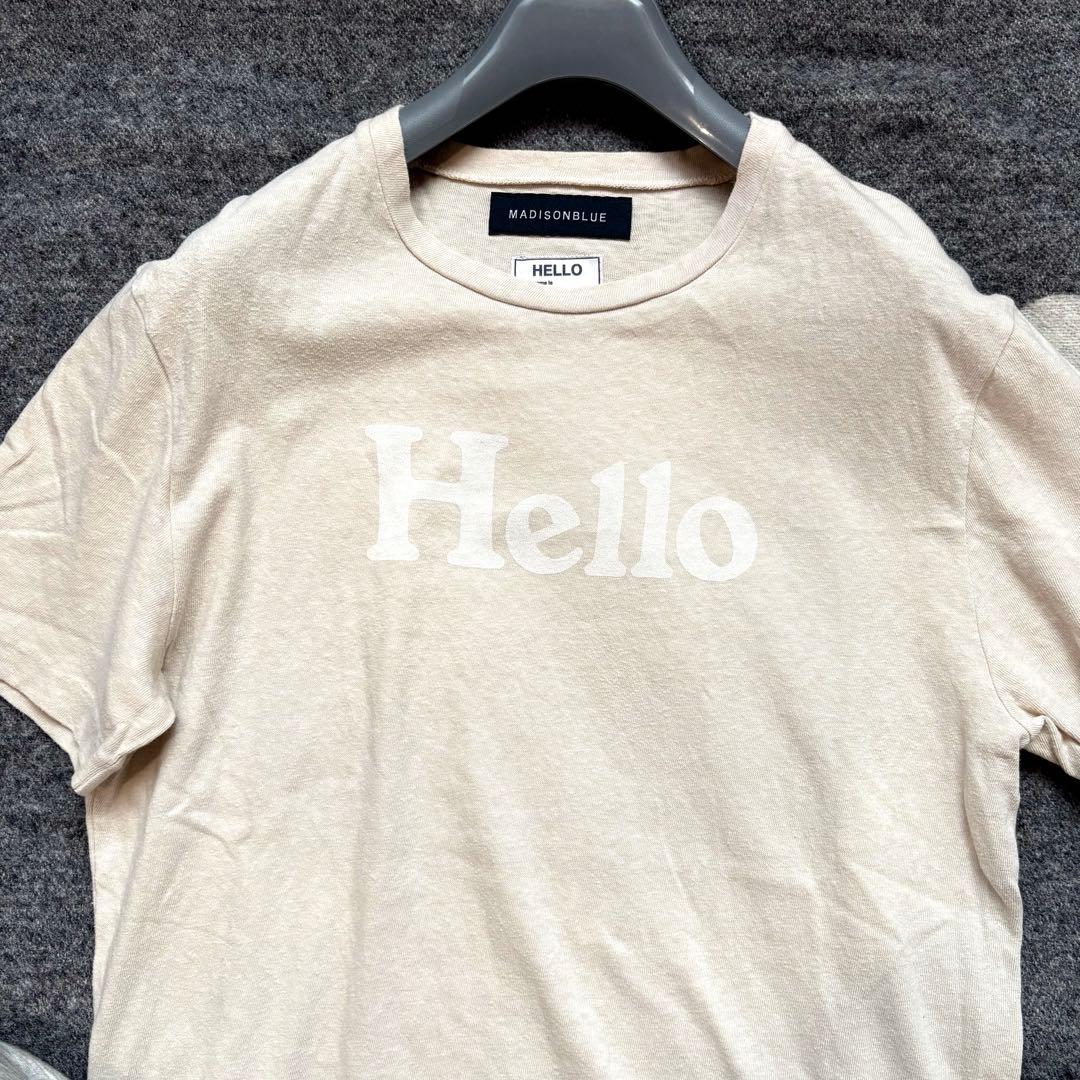 美品希少 マディソンブルー 01 ピルグリム別注 HELLO Tシャツ ベージュ