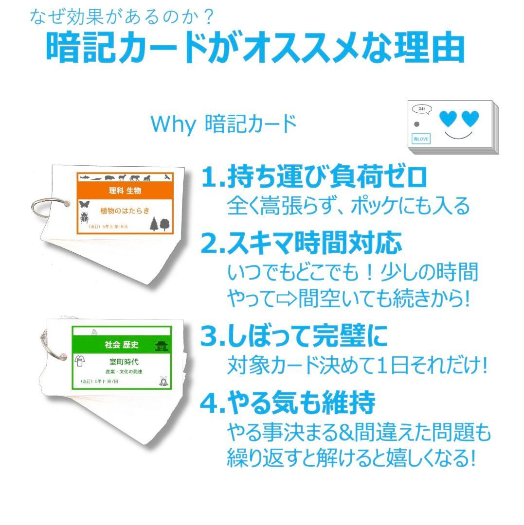 中学受験 暗記カード【5年上 社会・理科1-9回】 予習シリーズ 組み分け対策