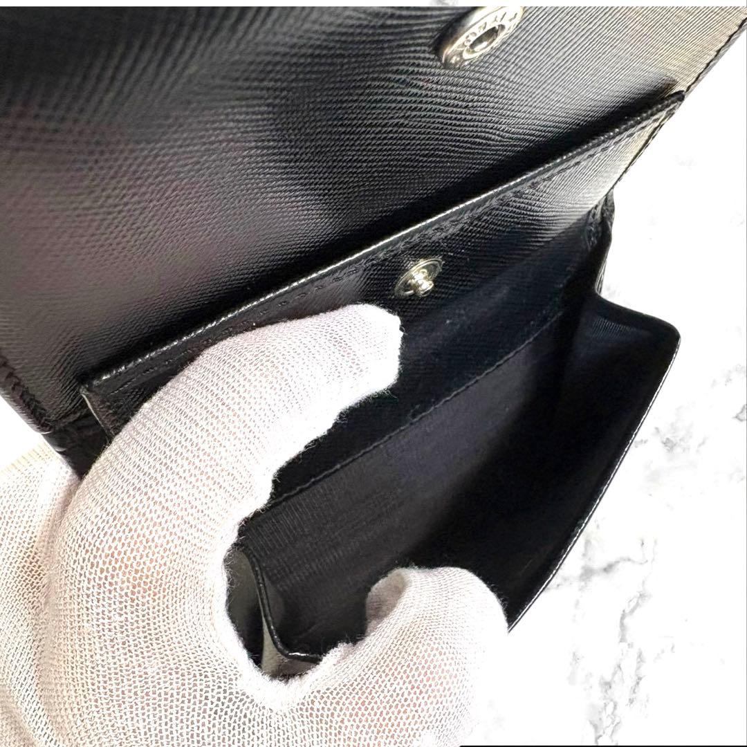 極上美品✨ PRADA プラダ 三つ折り財布 サフィアーノ ブラック 三角ロゴ