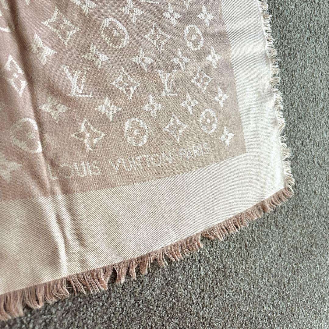ルイヴィトン☆モノグラム ストールショール☆ピンク系美品☆シルクウール