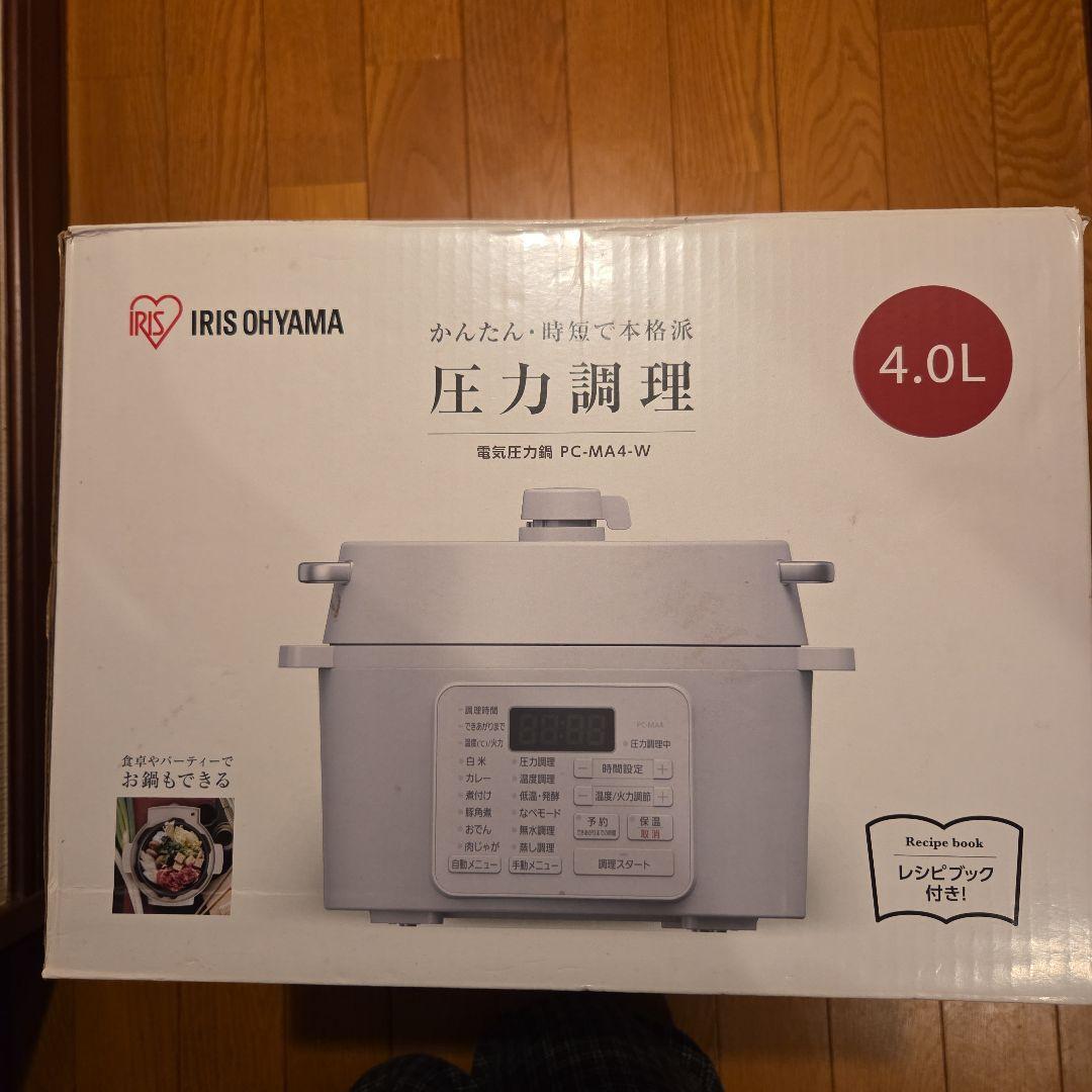 【新品未使用】IRIS OHYAMA 電気圧力鍋 PC-MA4-W 4.0L