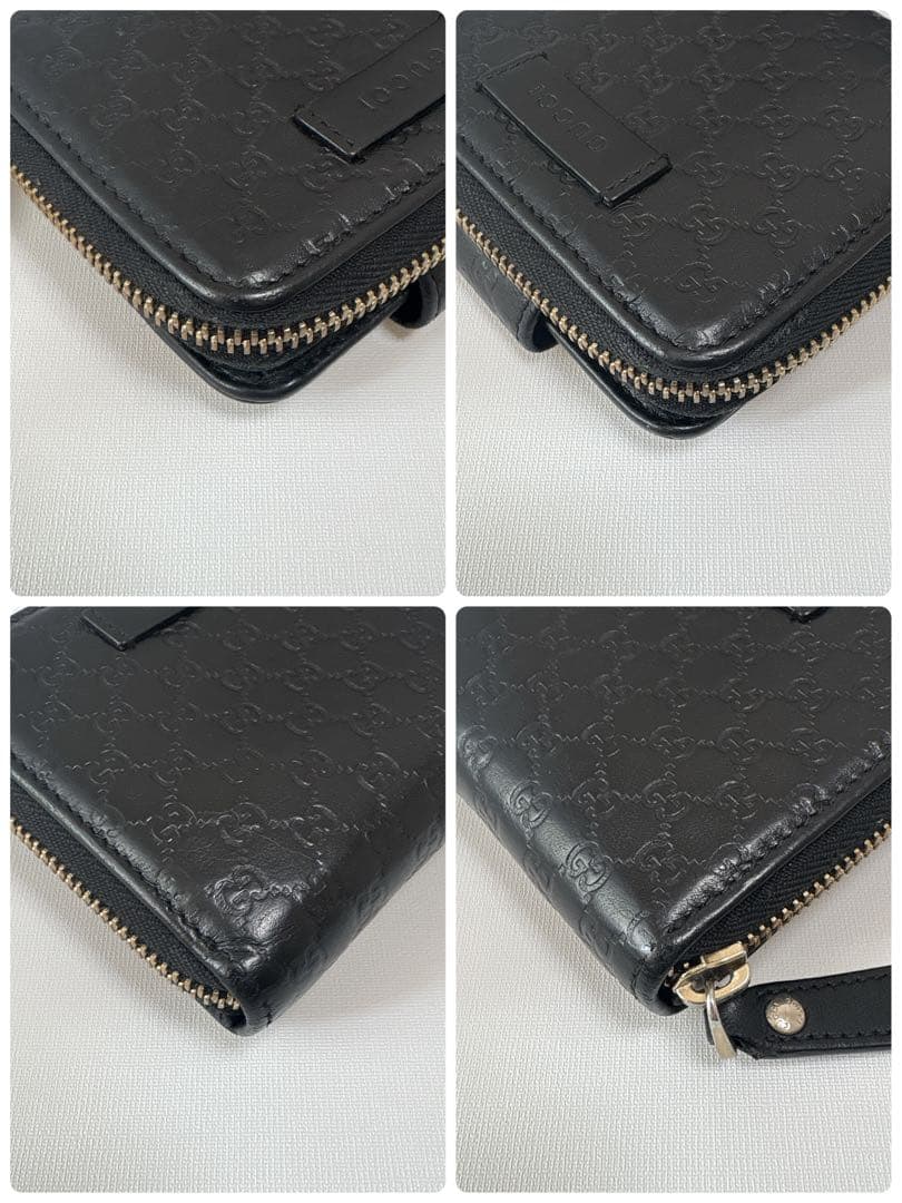 【美品】GUCCI グッチ 財布 マイクロシマ 二つ折り ブラックレザー上品大人