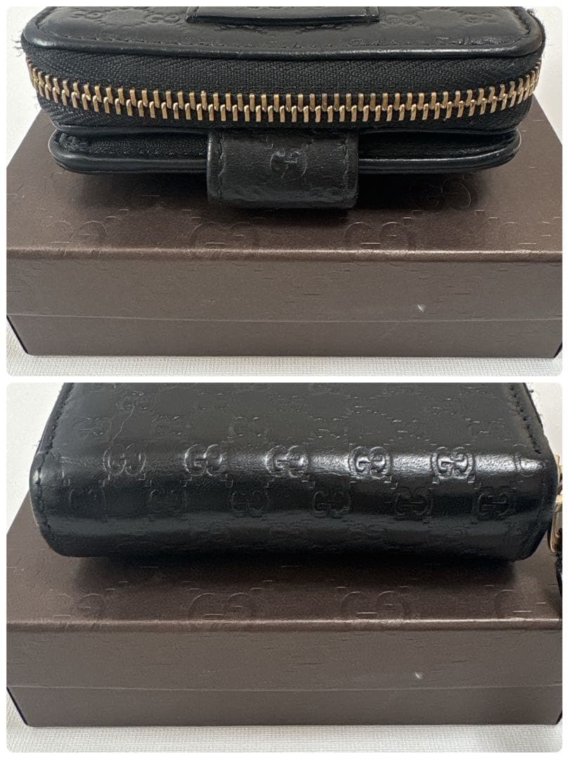 【美品】GUCCI グッチ 財布 マイクロシマ 二つ折り ブラックレザー上品大人