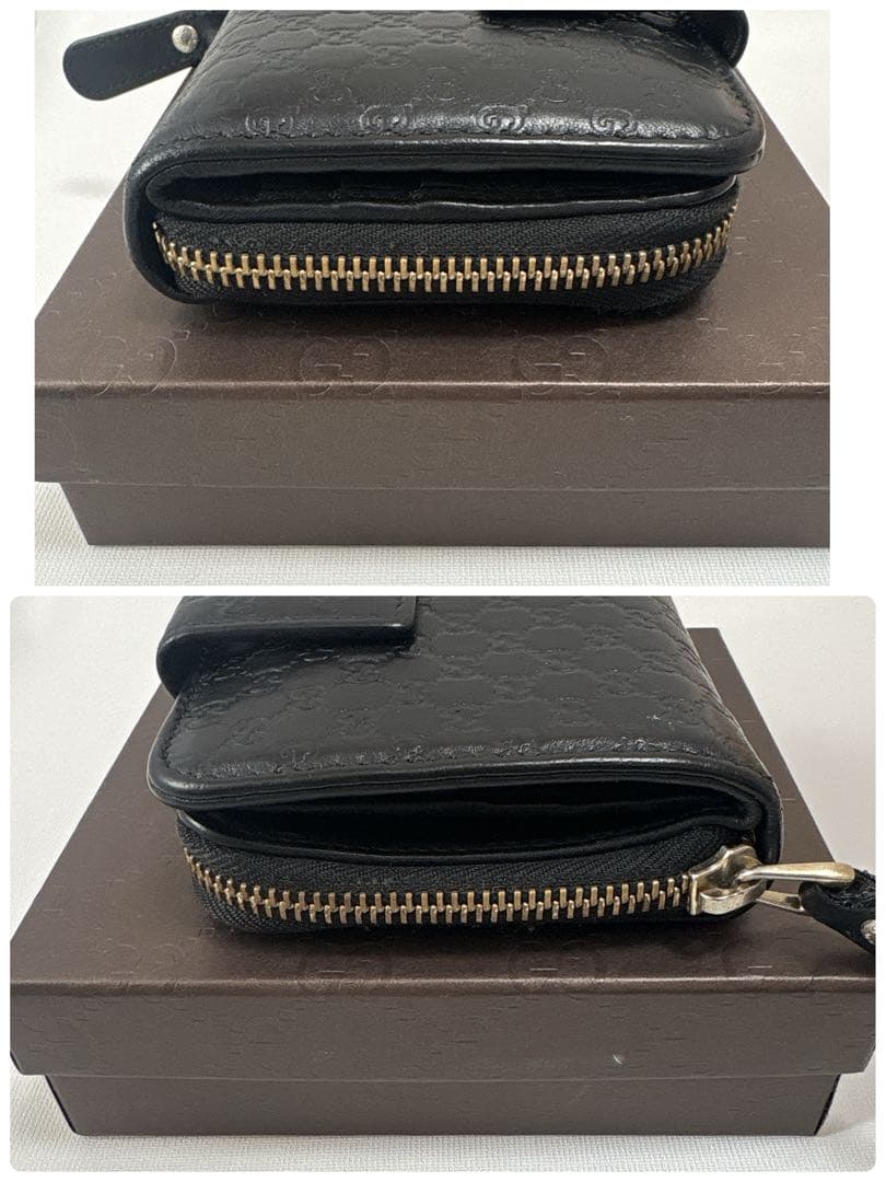 【美品】GUCCI グッチ 財布 マイクロシマ 二つ折り ブラックレザー上品大人