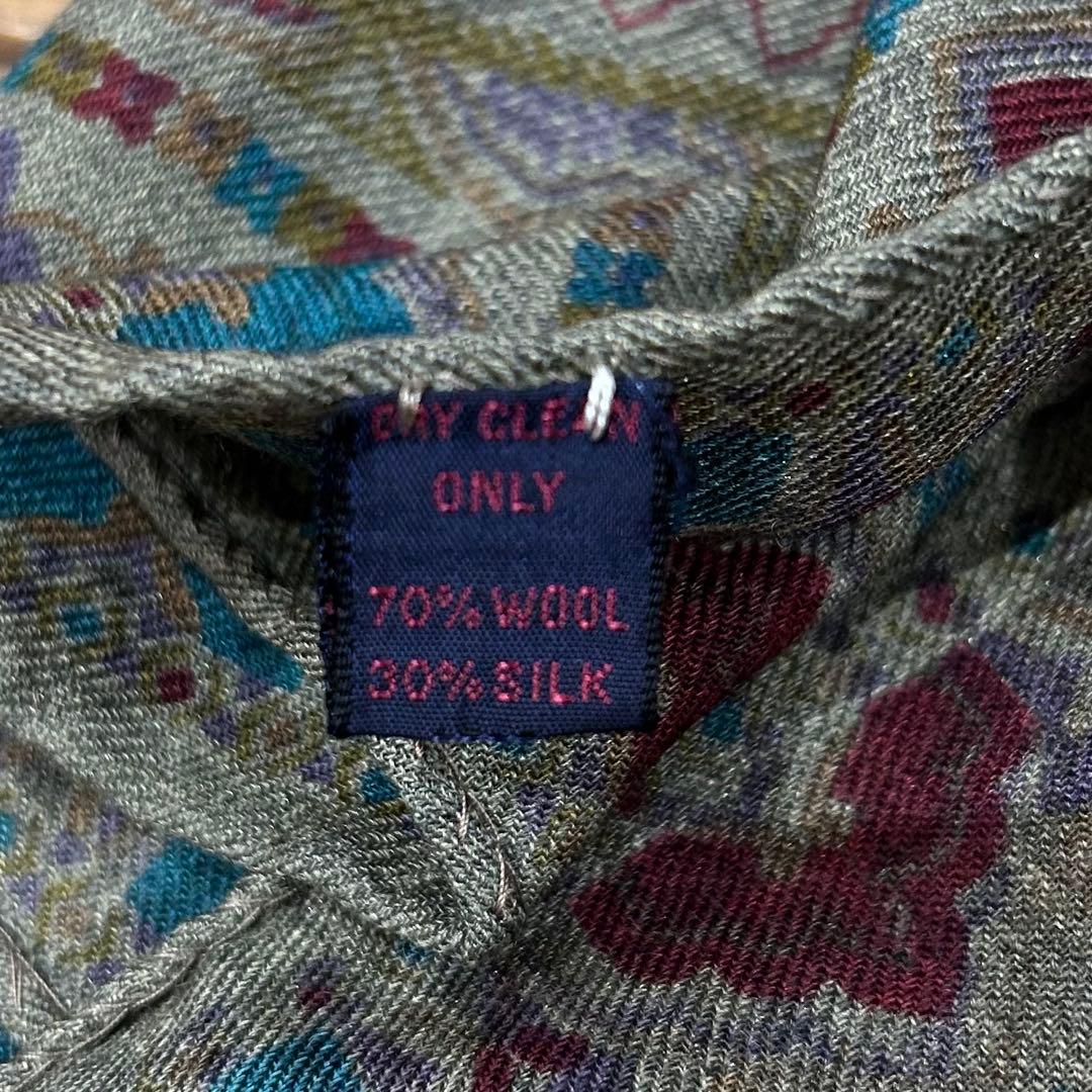 イタリア製 ETRO ペイズリー柄 大判 ストール シルク ウール グリーン