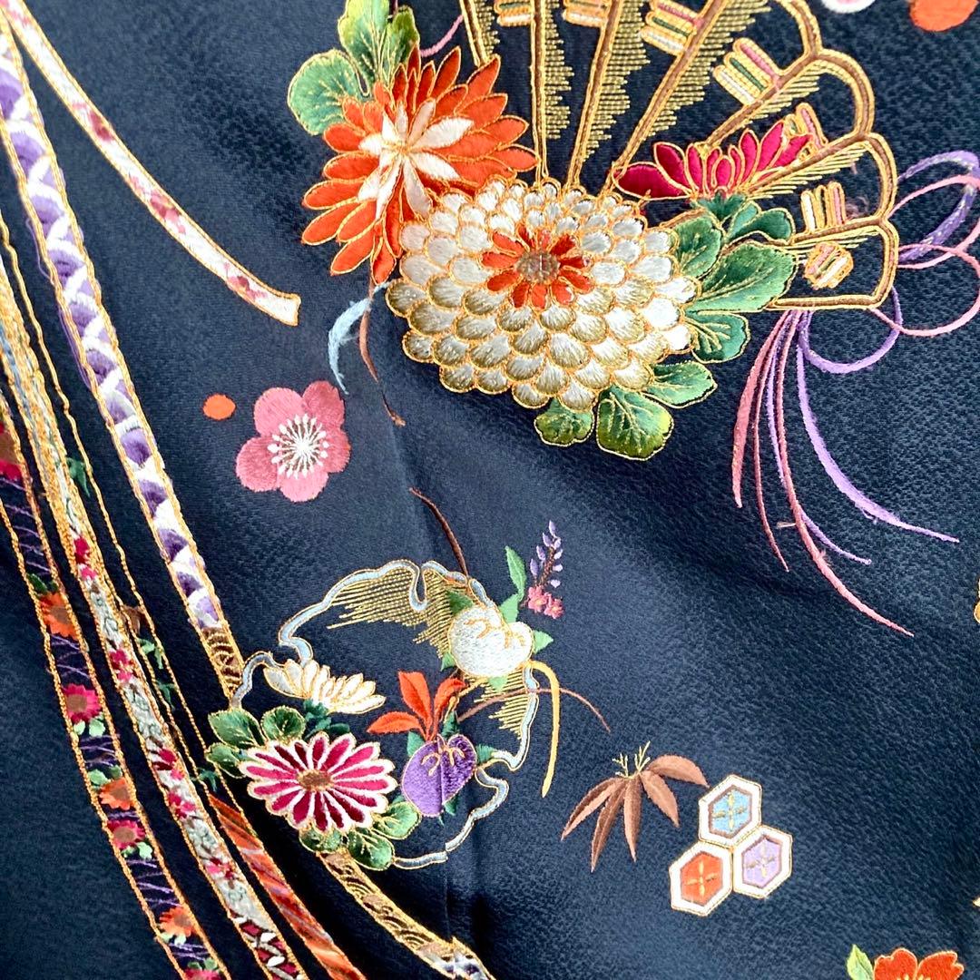 ★おはな★濃グレー 刺繍 振袖4点セット‼️TM NO120 フルセット