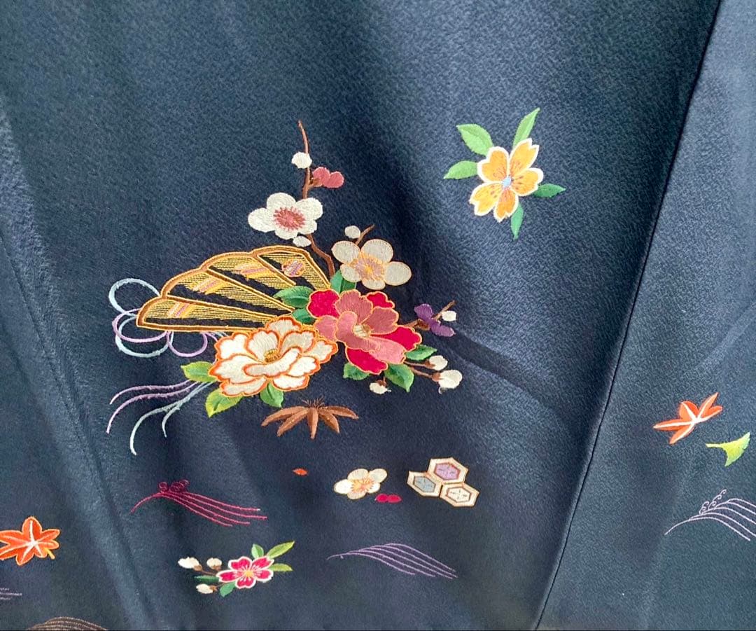 ★おはな★濃グレー 刺繍 振袖4点セット‼️TM NO120 フルセット