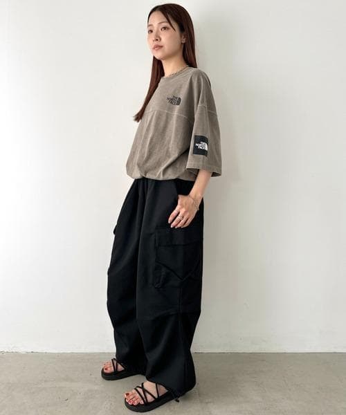 韓国限定✨ THE NORTH FACE ロゴ ステッチ Tシャツ ブラウン L