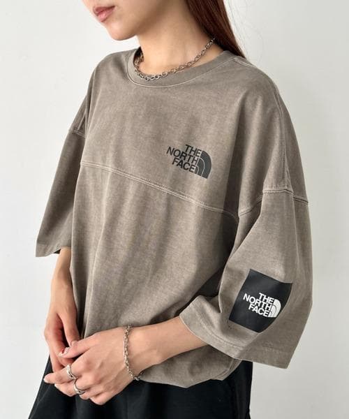 韓国限定✨ THE NORTH FACE ロゴ ステッチ Tシャツ ブラウン L