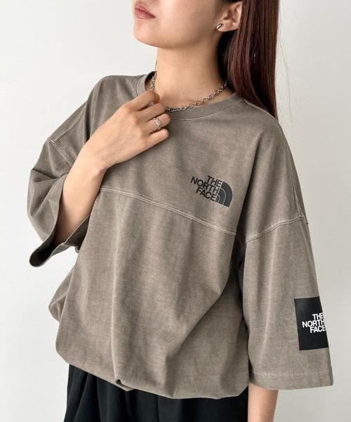 韓国限定✨ THE NORTH FACE ロゴ ステッチ Tシャツ ブラウン L