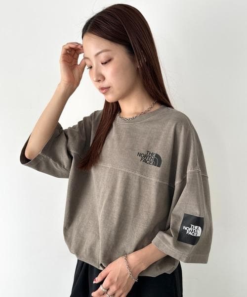 韓国限定✨ THE NORTH FACE ロゴ ステッチ Tシャツ ブラウン L