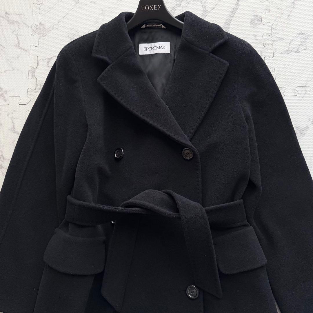 美品✨SPORTMAX カシミヤ アンゴラ混 ダブルブレスト　チェスターコート