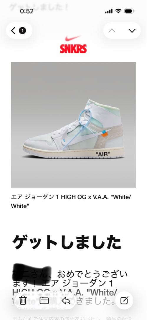 エア ジョーダン 1 HIGH OG x V.A.A. アラスカ　28cm