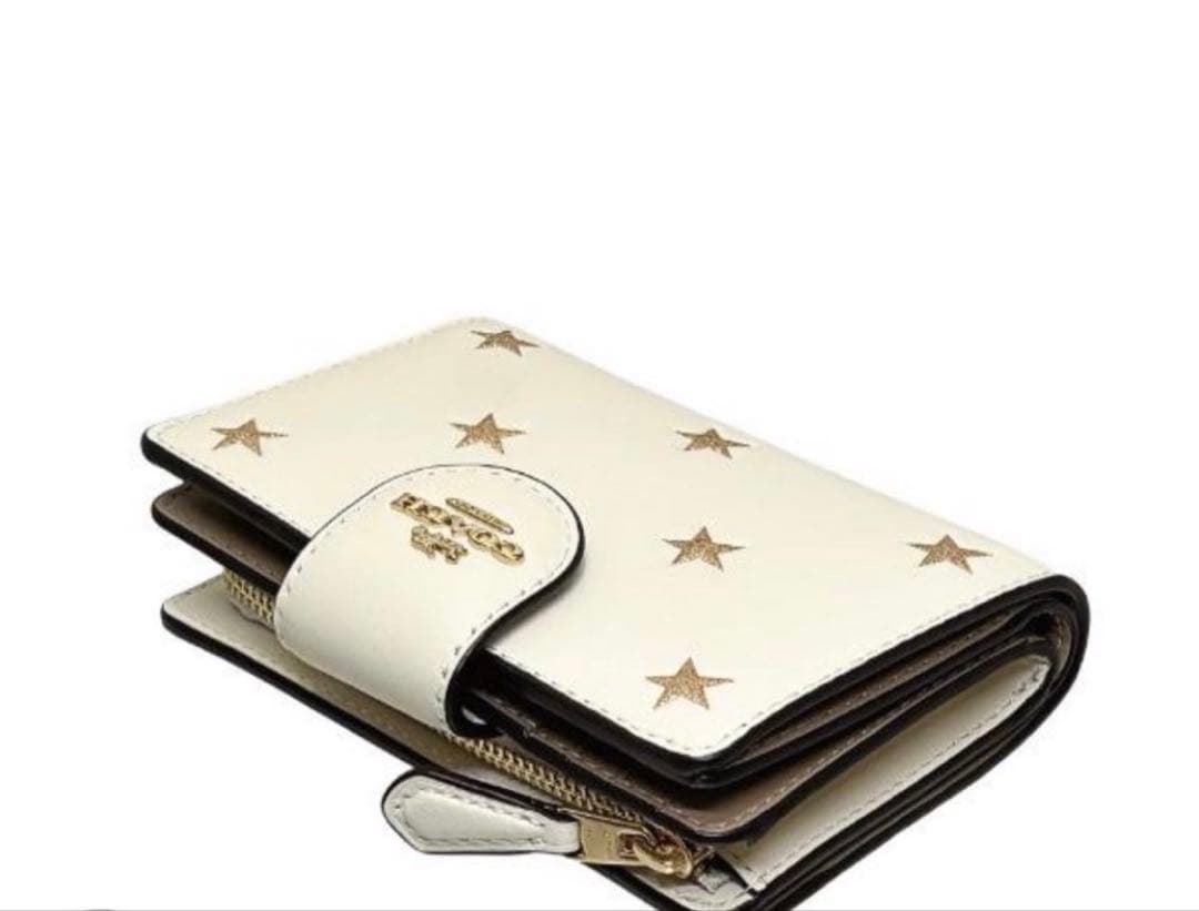 コーチ COACHリファインドカーフレザーGOLDスターミディアム二つ折り財布