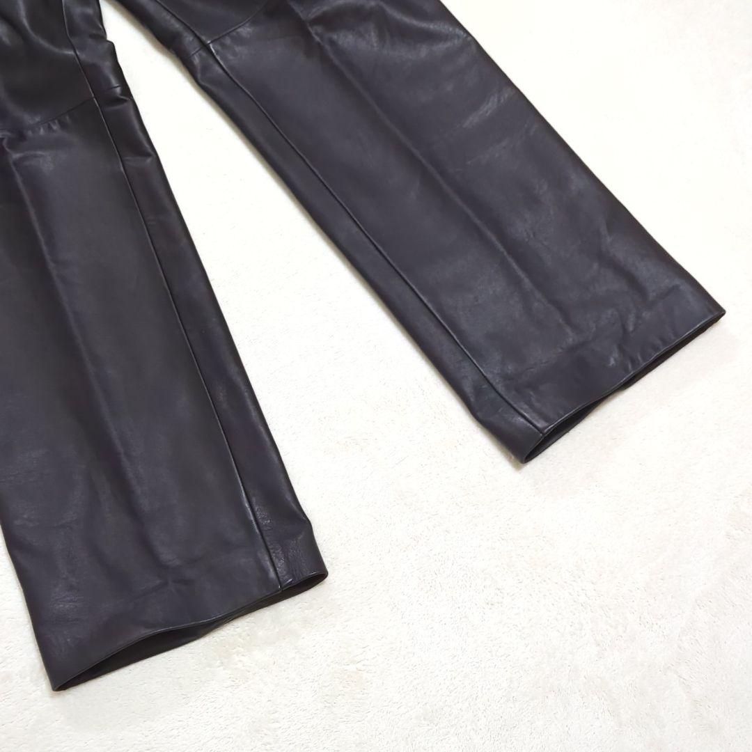 ヒューゴボス 希少XL オールレザー ラムレザー パンツ ブラック