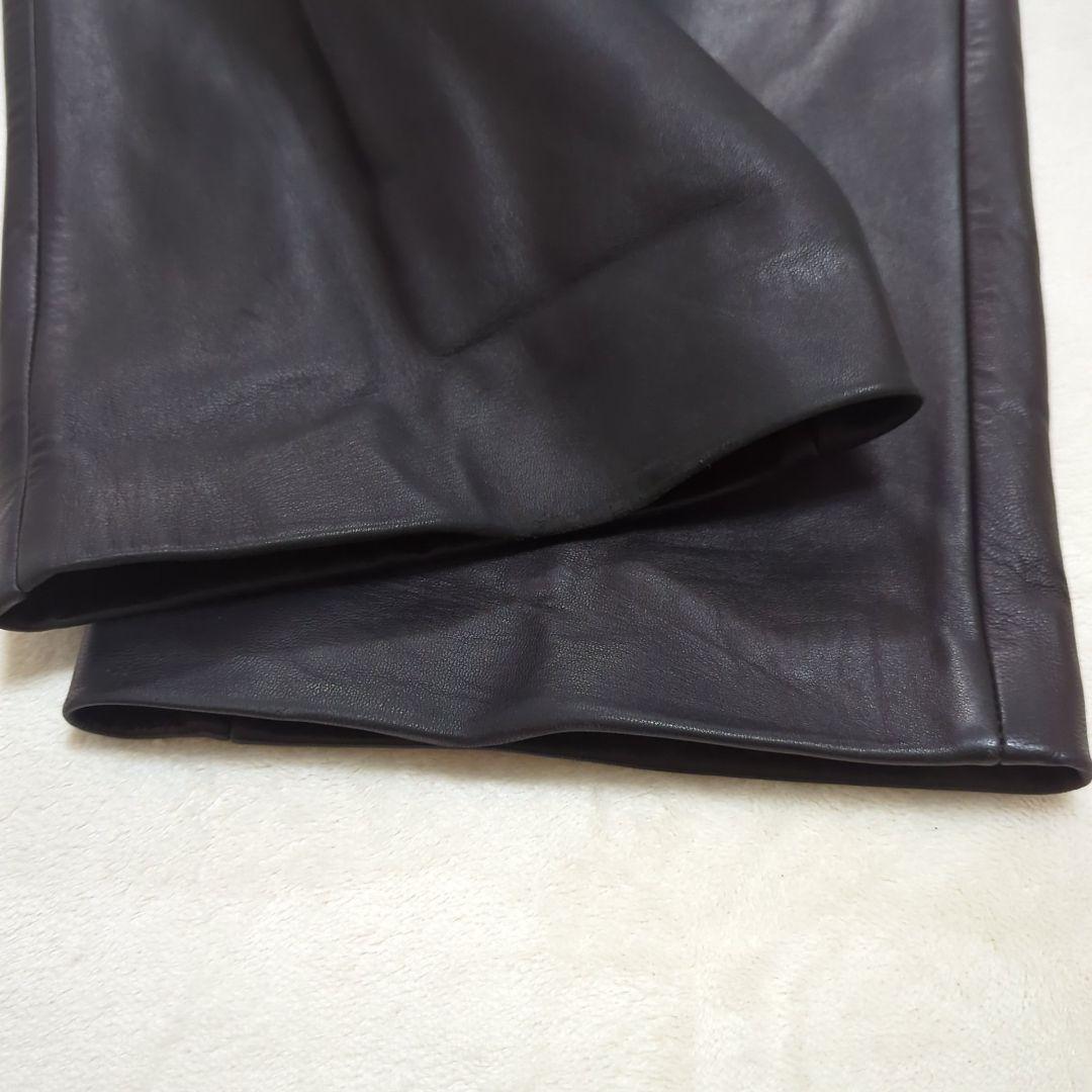 ヒューゴボス 希少XL オールレザー ラムレザー パンツ ブラック