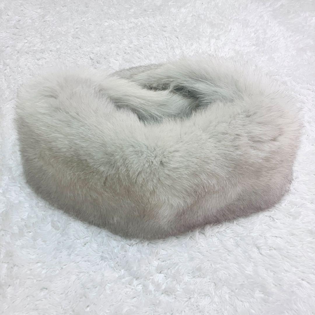 大判 SAGA FURS フォックス ファー ストール リアルファー ホワイト系